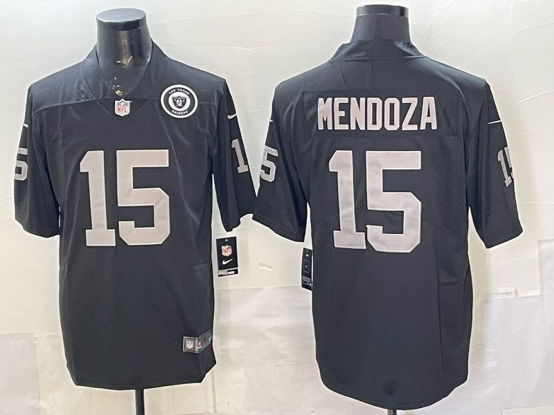 Men 2026 Oakland Raiders #15 Mendoza Black Nike Limited NFL Jersey 04